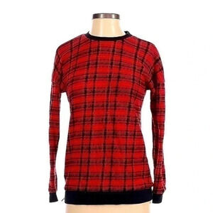 Vans Y2K Red Black Plaid Alternative Grunge Retro Sweater Women’s Size XS